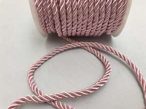 Møbelsnor - flot, blank og rund i 5 mm, blid rosa